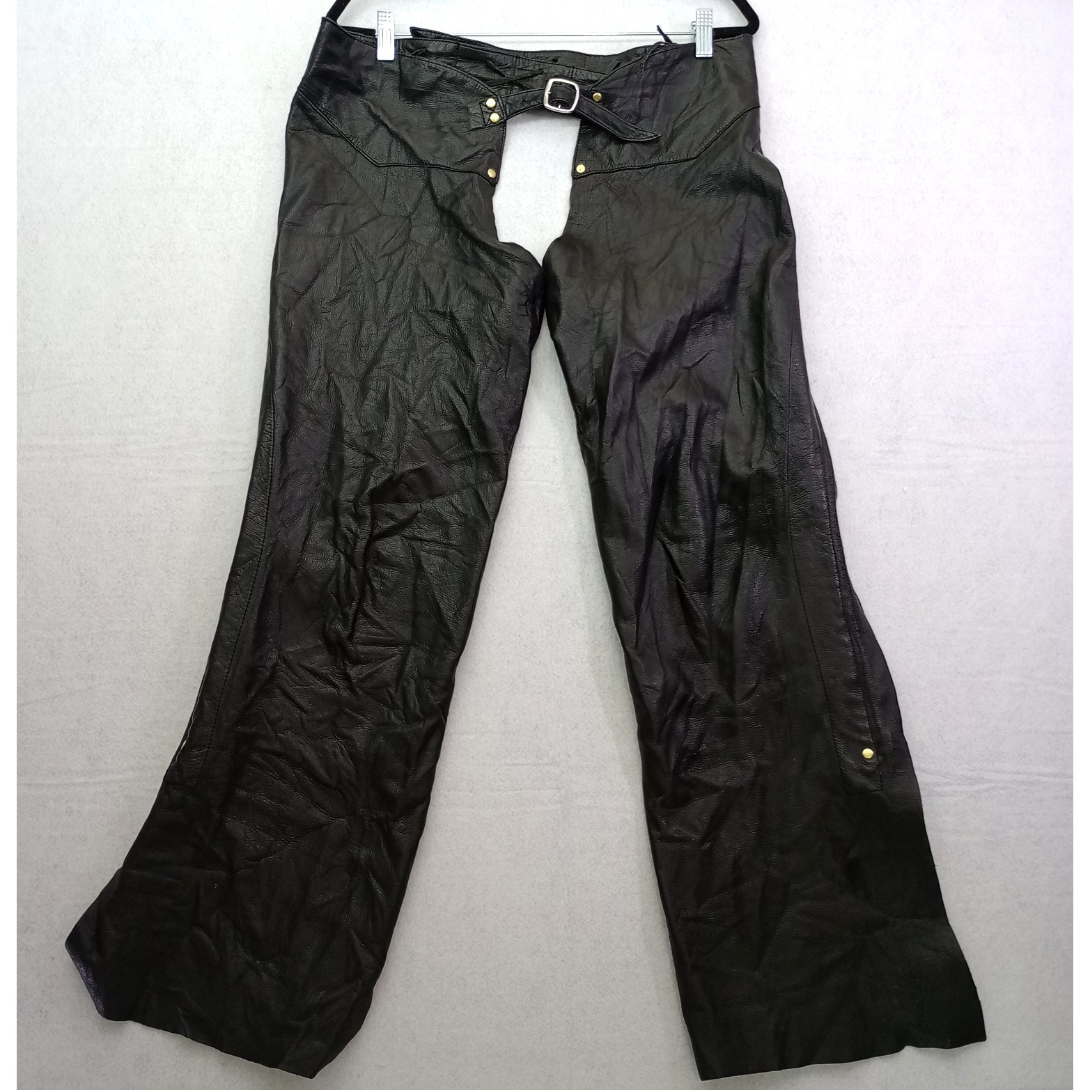 Wilson Leather Riding Pants Black Buckle Waist Flare Motorcycle Xl Vintage